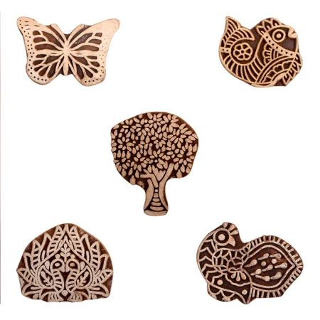 Set of 5 Piece New Mix Wooden Printing Block